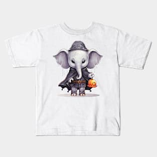 Cartoon African Elephant  in Dracula Costume Kids T-Shirt